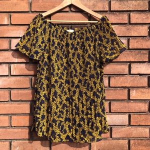 MICHAEL KORS Boho Style Top Navy & Gold